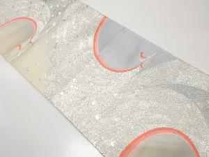 孔雀模様織り出し　袋帯